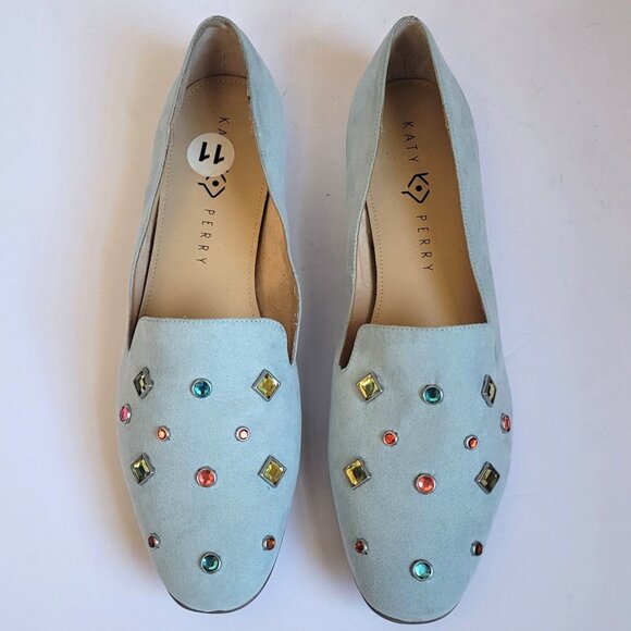 Katy Perry The Turner Light Blue Embellished Loafers Flat Shoes. Size 11M - Picture 1 of 6